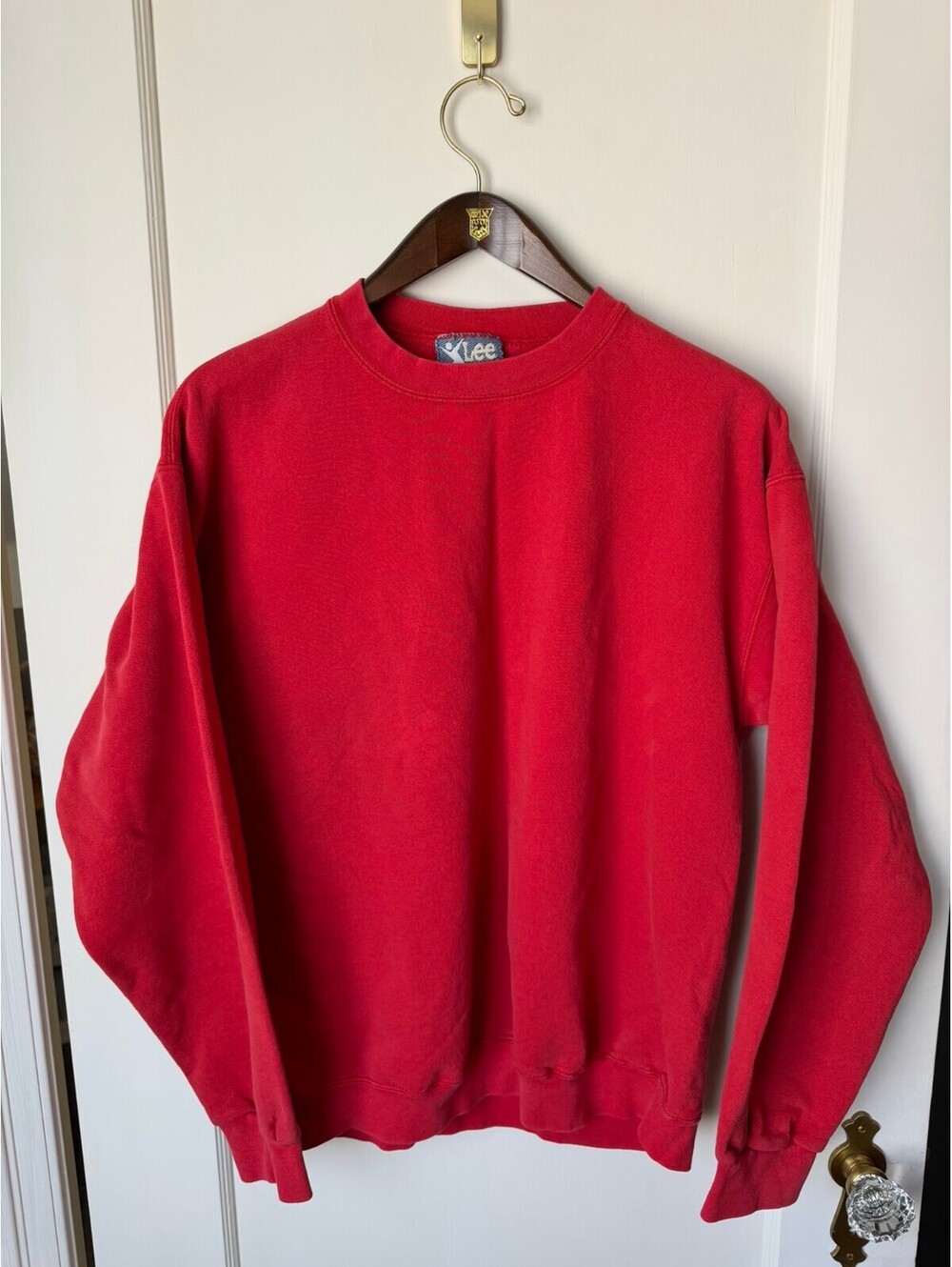Vintage 90s Lee Sport Red Crewneck Sweatshirt Mens Medium Blank Made USA